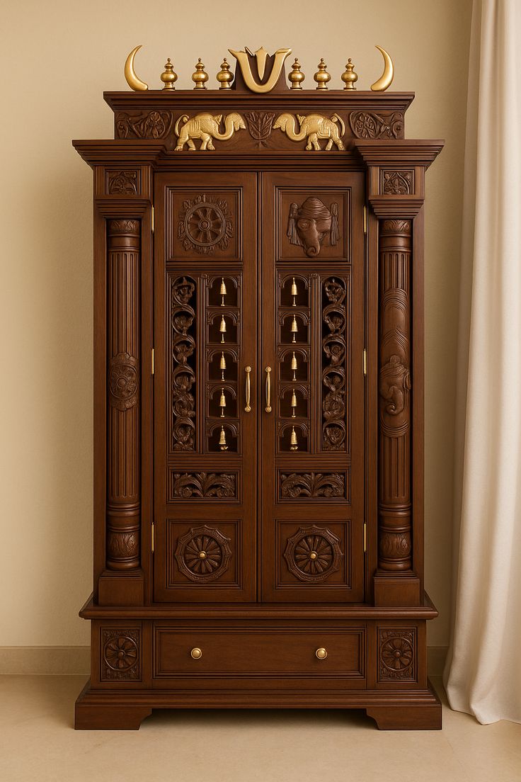 WOODEN POOJA CUPBOARD