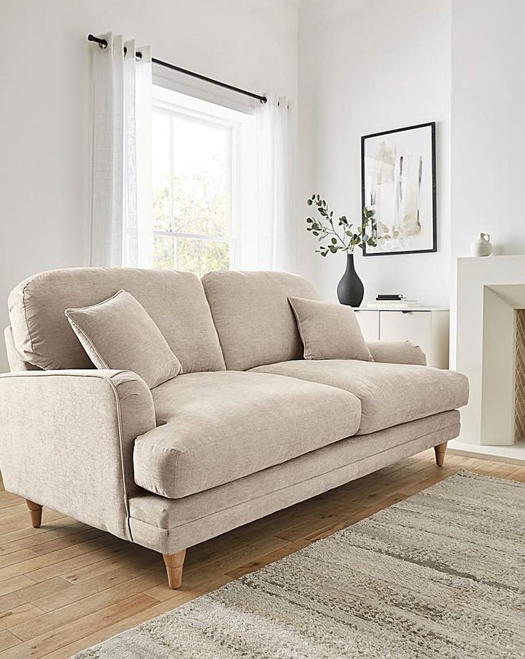 Lansbury NXT Fabric 3-Seater Sofa with Cushions - Beige