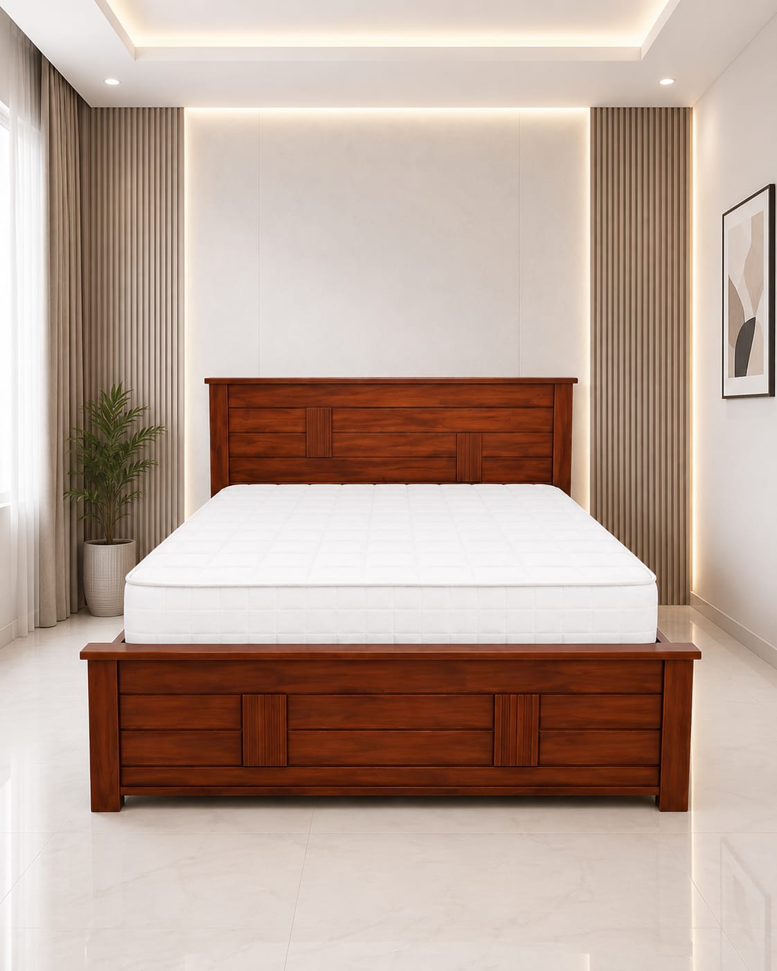 Wooden Cot - 6 1/4 x 5 Teak wood  NF - M-Assent