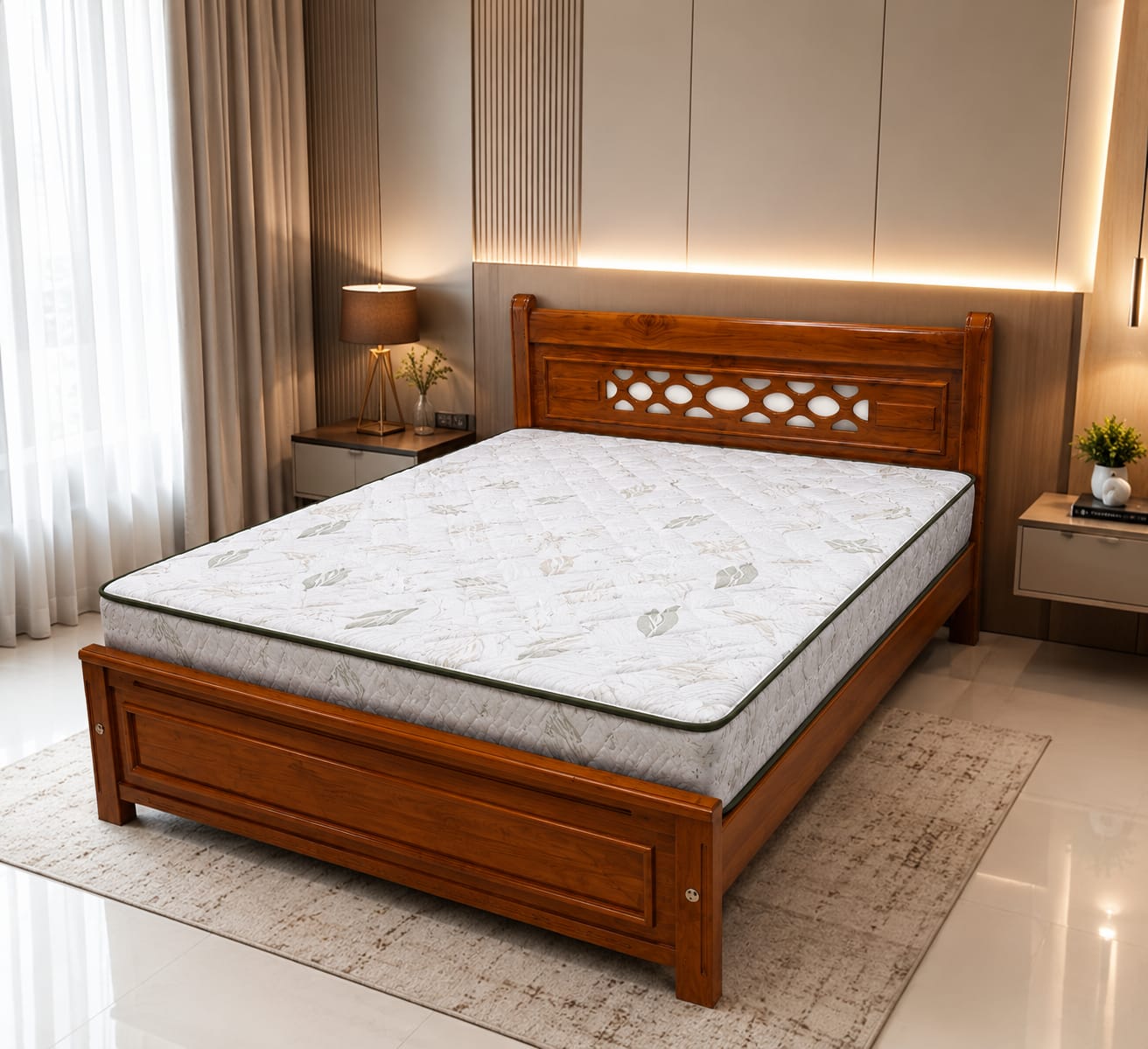 Wooden Cot - 6 1/4 x 5 Full Teak Wood  NF - Bm - Design