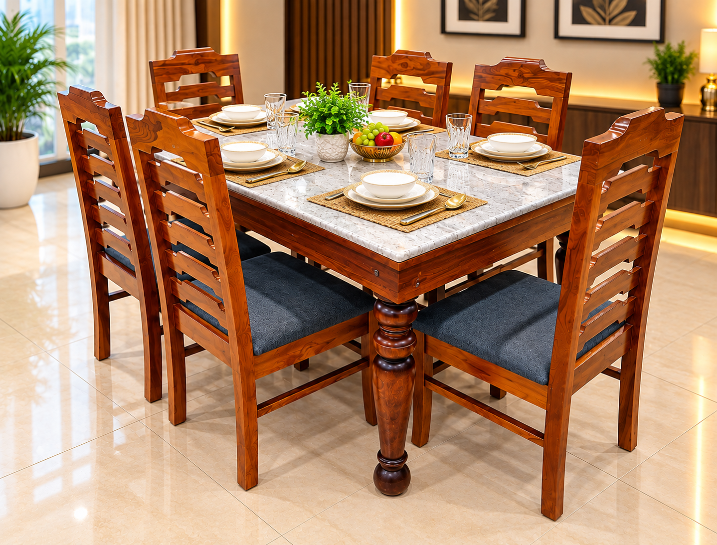 Nf - Amaltas Dining Table 1+6